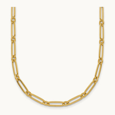 Polished Paperclip Link Necklace, 3.75mm, 14K