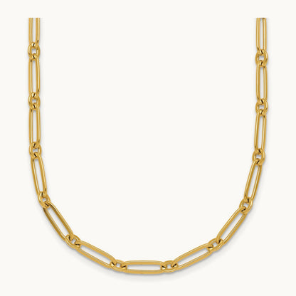 Polished Paperclip Link Necklace, 3.75mm, 14K
