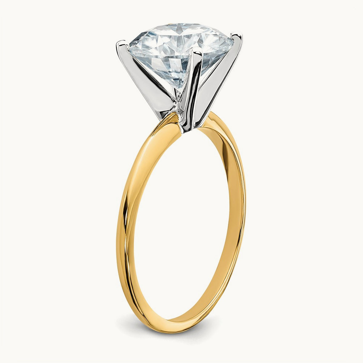 Round Solitaire Engagement Ring, 3.00 ct tw Lab-Grown Diamond — 14K Two-Tone