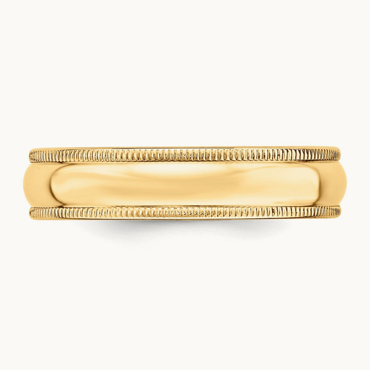 Lightweight Milgrain Half Round Band, 5mm, 10K Yellow Gold