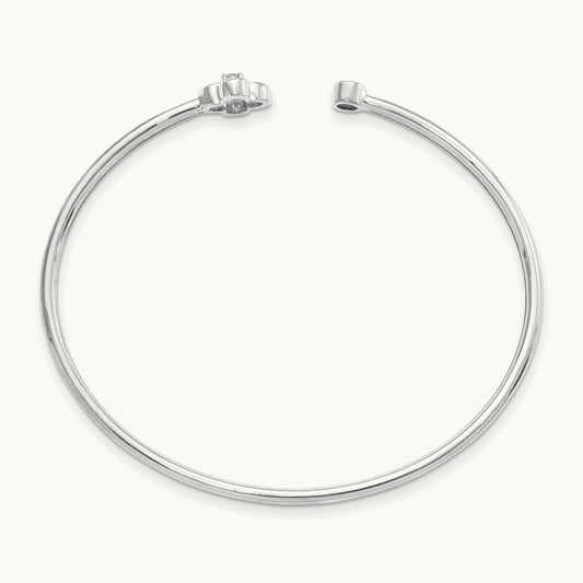 Floral Flexible Bangle, 0.15 ct tw Lab-Grown Diamond — 14K White Gold