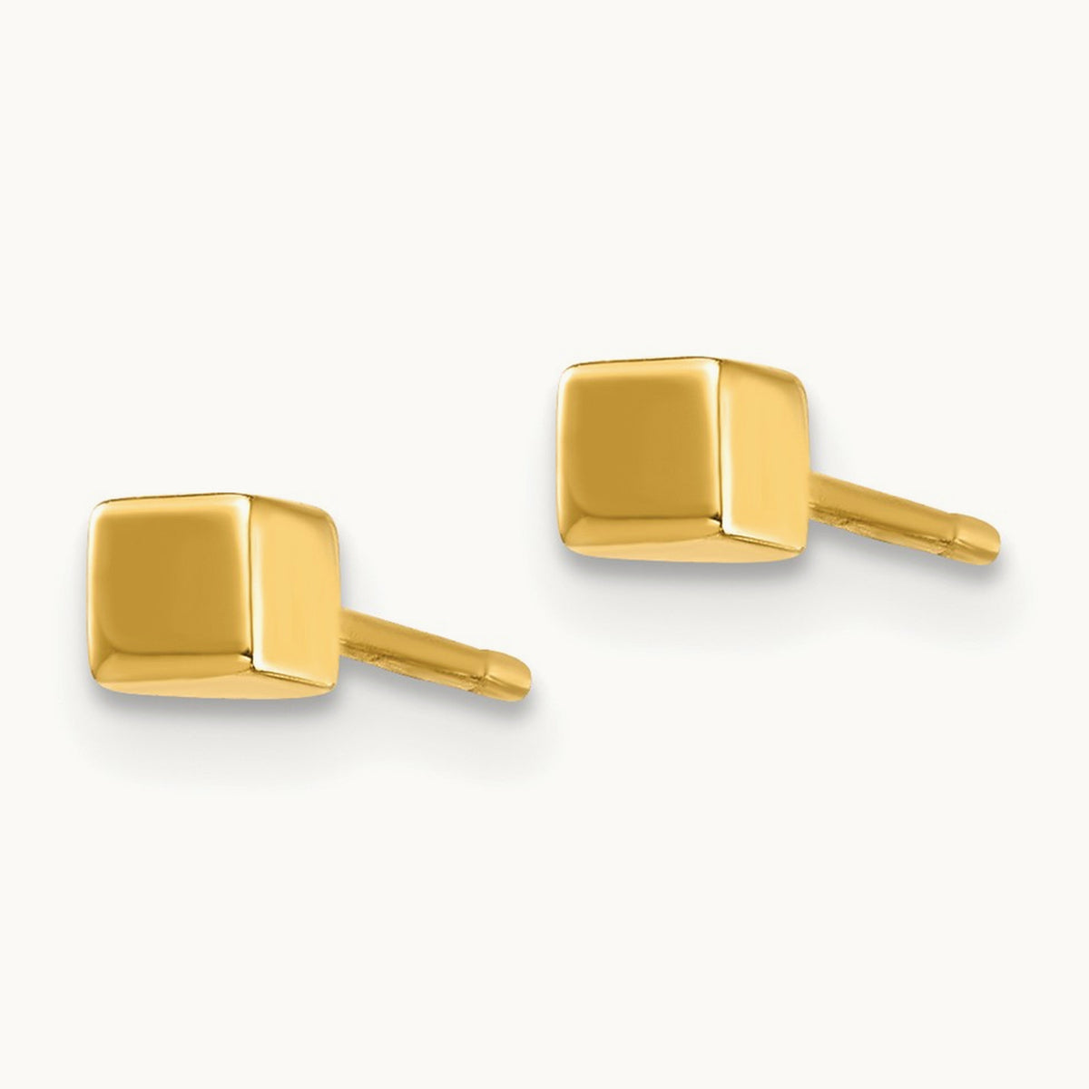 Square Stud Earrings — 14K Yellow Gold