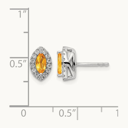 Citrine Nov Birthstone Post Earrings, 0.20 ct tw Lab-Grown Diamond