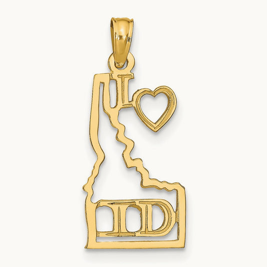 Solid Idaho State Pendant, 14K