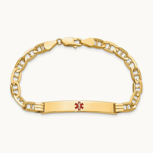 Medical Red Enamel Anchor ID Bracelet — 8mm