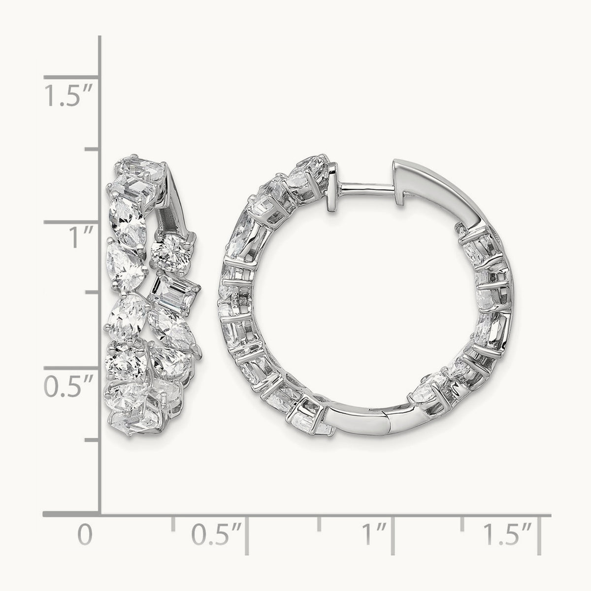 Hinged in/Out Hoop Earrings, 4.50 ct tw Lab-Grown Diamond — 14K White Gold