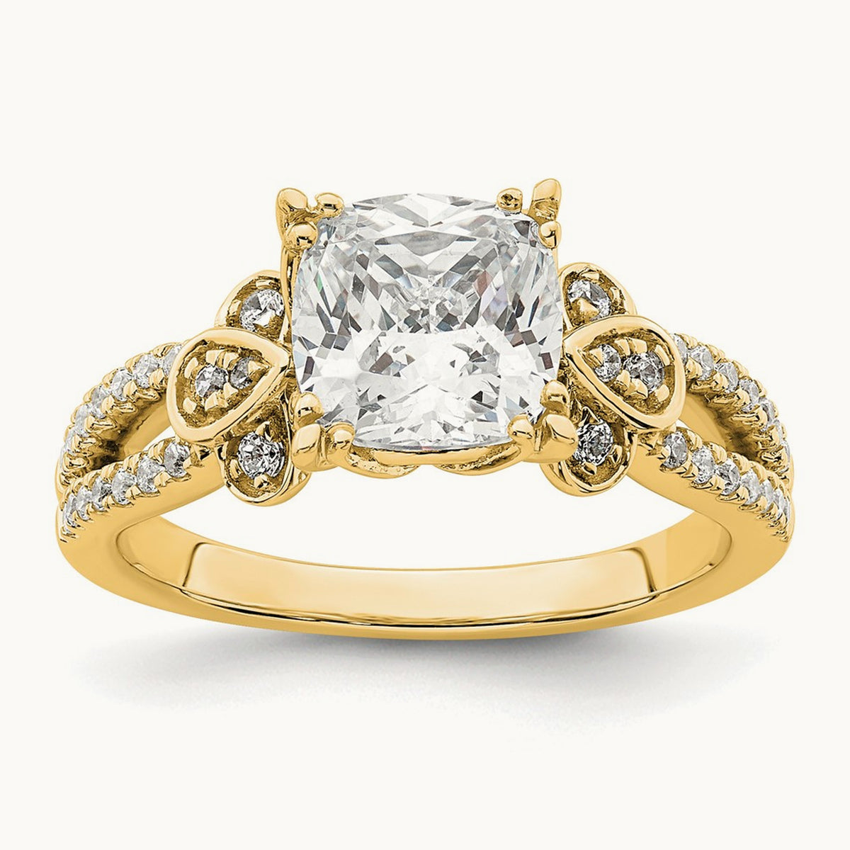 Cushion Split Shank Semi-Mount Engagement Ring — 2 ct, 7