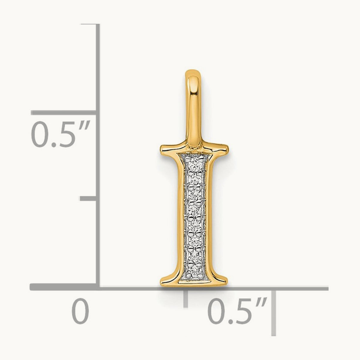Diamond Letter I Initial Pendant, 14K