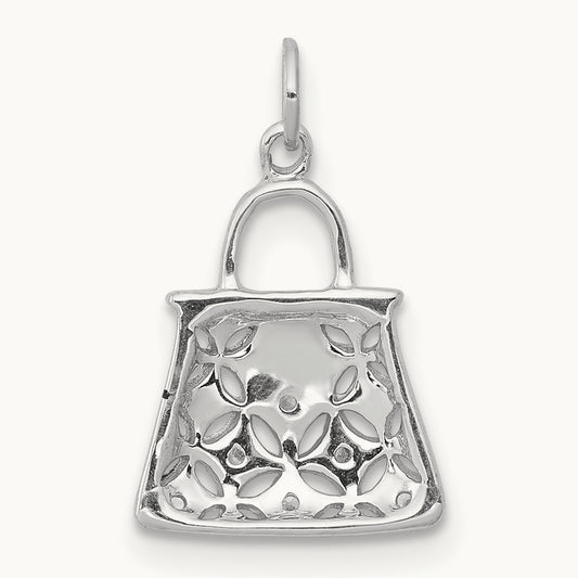 Diamond Handbag Charm, 14K White Gold