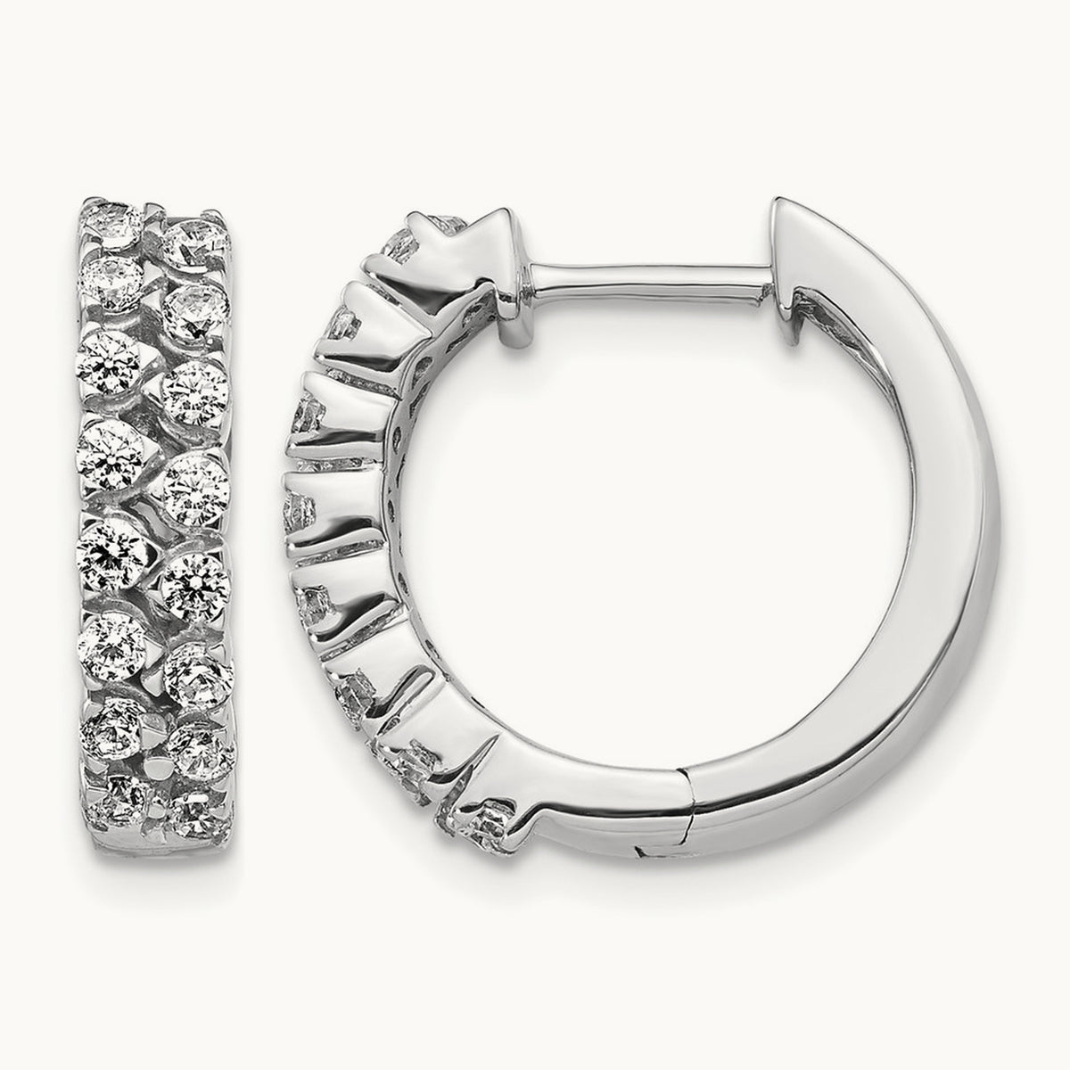 2-row Diamond Hinged Hoop Earrings — photo set