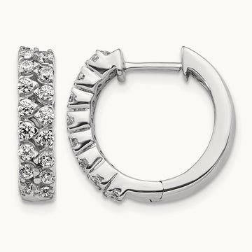 2-row Diamond Hinged Hoop Earrings — photo set