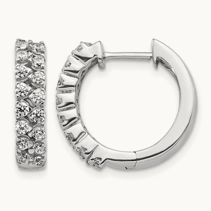 2-row Diamond Hinged Hoop Earrings — photo set
