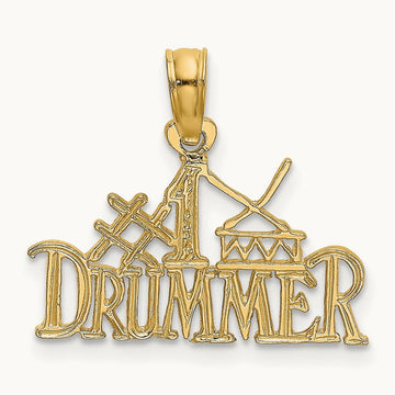 #1 DRUMMER Charm, 14K