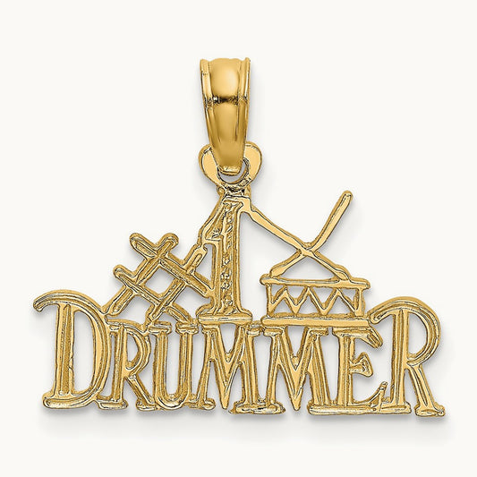 #1 DRUMMER Charm, 14K
