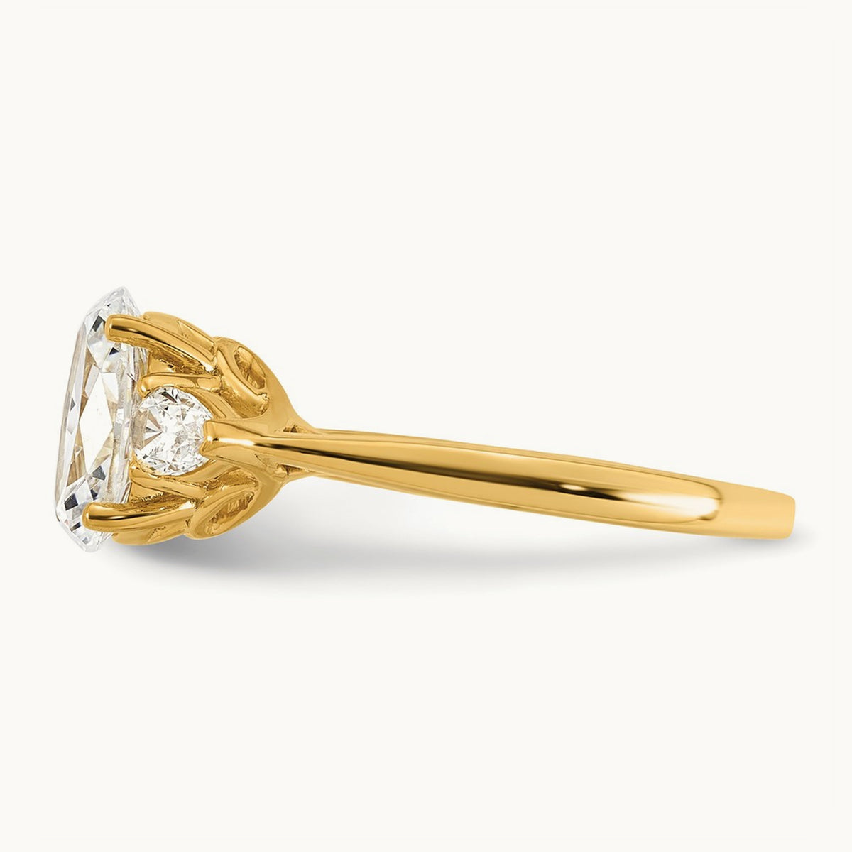 Oval/Pear 3 Stone Engagement Ring, 1.25-3.50 ct tw Lab-Grown Diamond — 1 7/8 ct, 14K Yellow Gold
