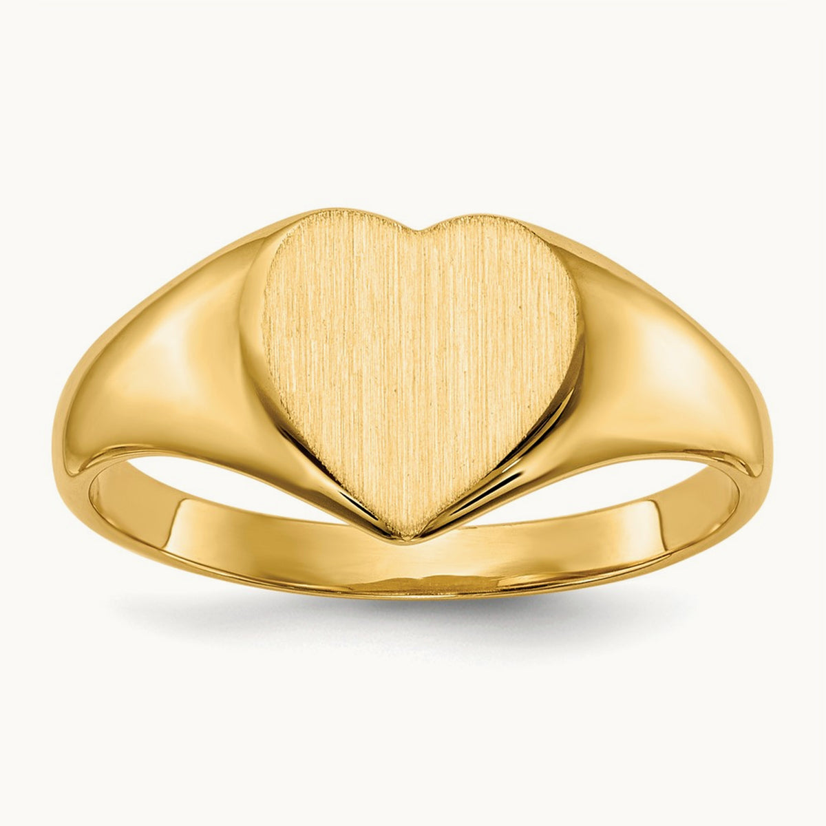 Closed Back Heart Signet Ring — 14K Yellow Gold, 9.0x9.0mm, 5