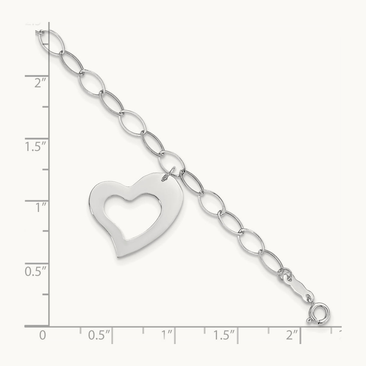 Dangle Heart Bracelet — 14K White Gold, 7.25mm