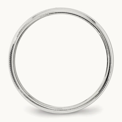 Milgrain Half Round Band, 4mm, 10K White Gold