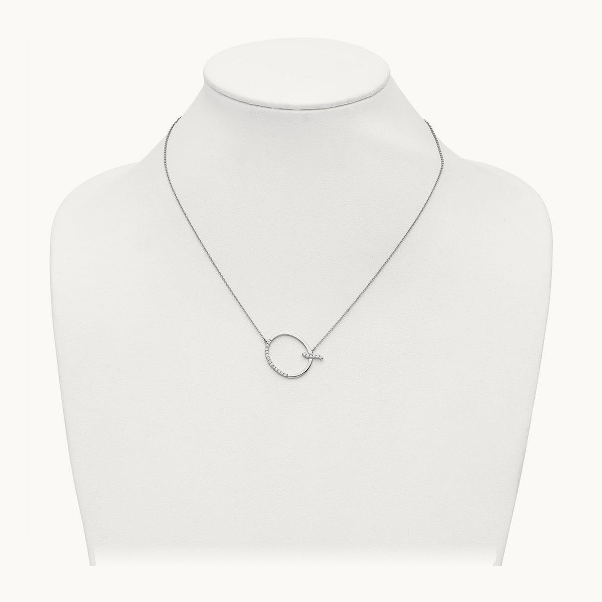 Sideways Diamond Necklace — 14K White Gold, Q