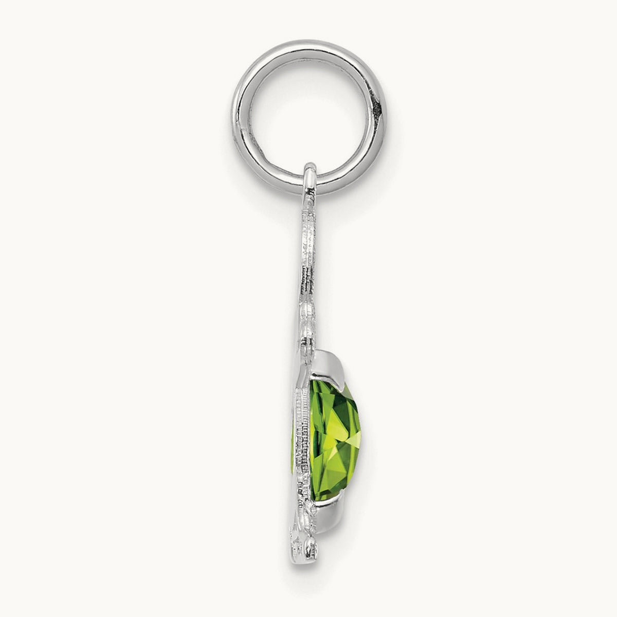 Boy 6x4 Oval Genuine Peridot-August — 14K White Gold