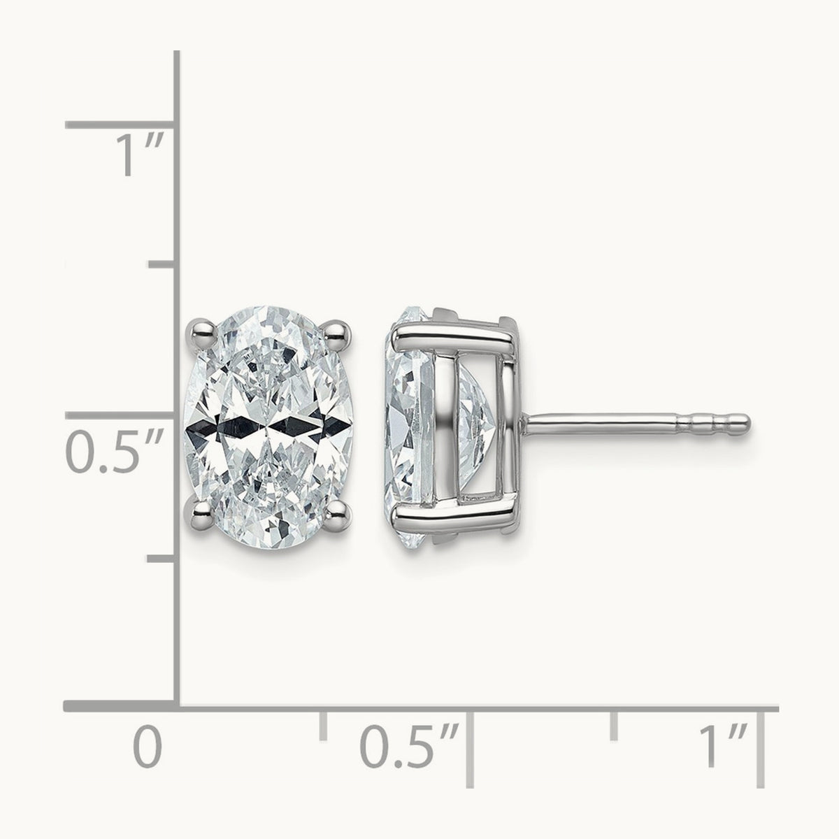 Oval Four-Prong Stud Earrings, 0.50-6.00 ct tw Lab-Grown Diamond — 4 ct, 14K White Gold