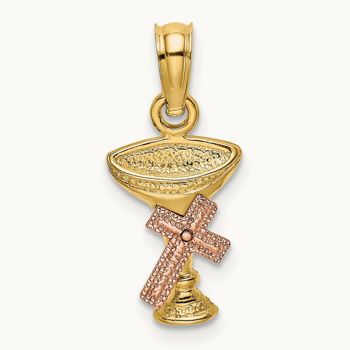 Communion Cup w/ Cross Charm, 14K Two-tone