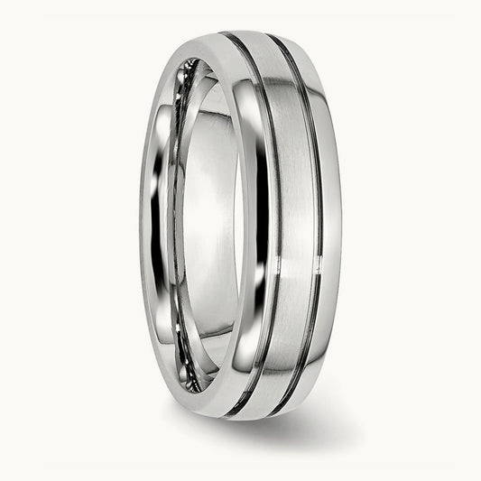 Cobalt Polished and Satin Grooved Band — 6mm
