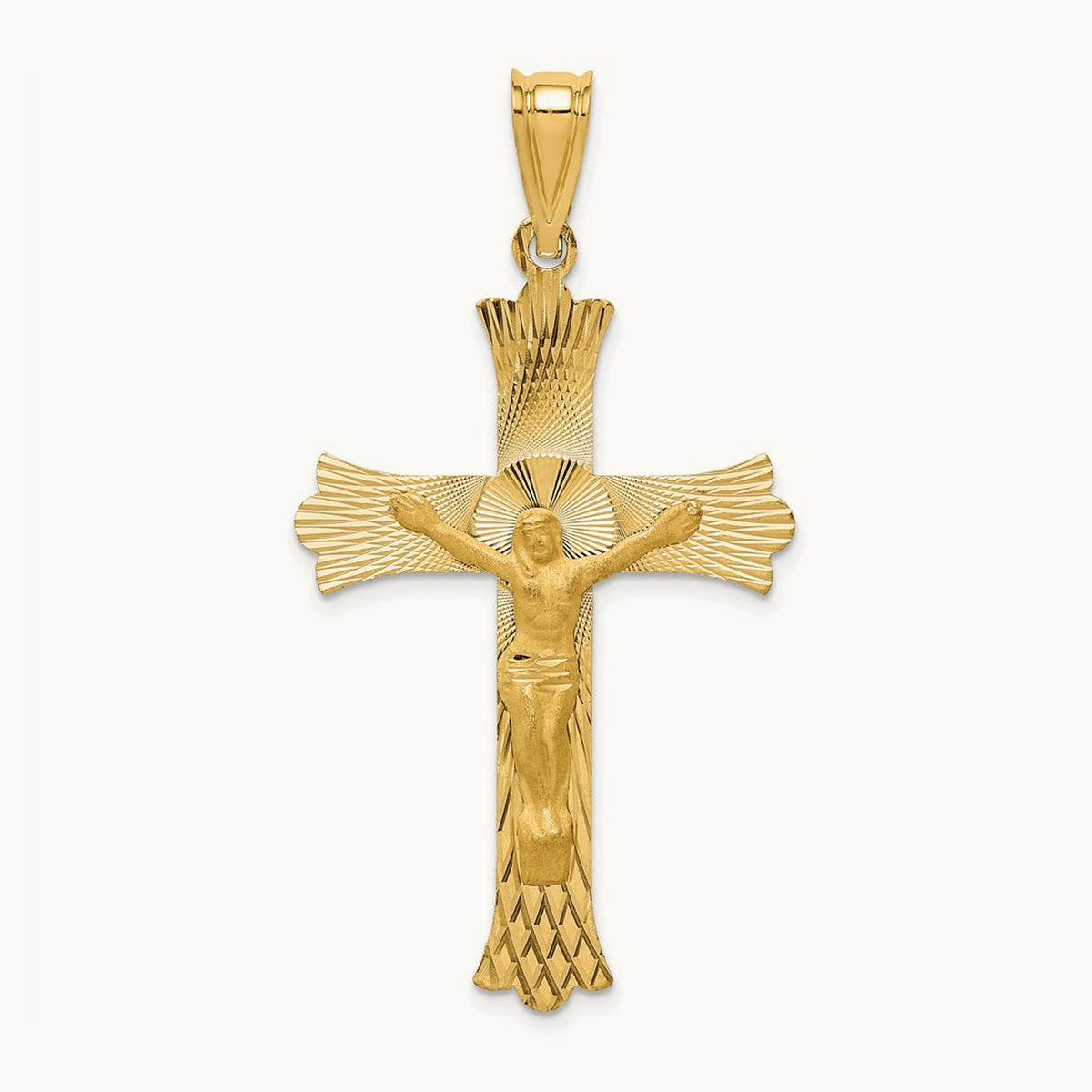 Polished Satin and D/C Crucifix Pendant, 14K