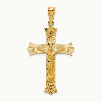 Polished Satin and D/C Crucifix Pendant, 14K