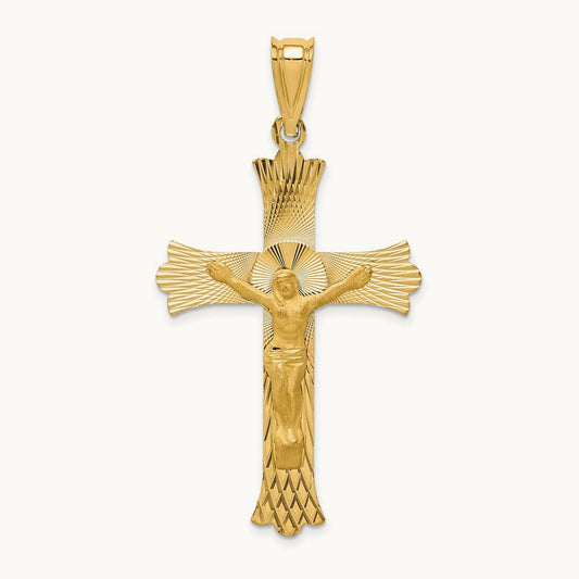 Polished Satin and D/C Crucifix Pendant, 14K