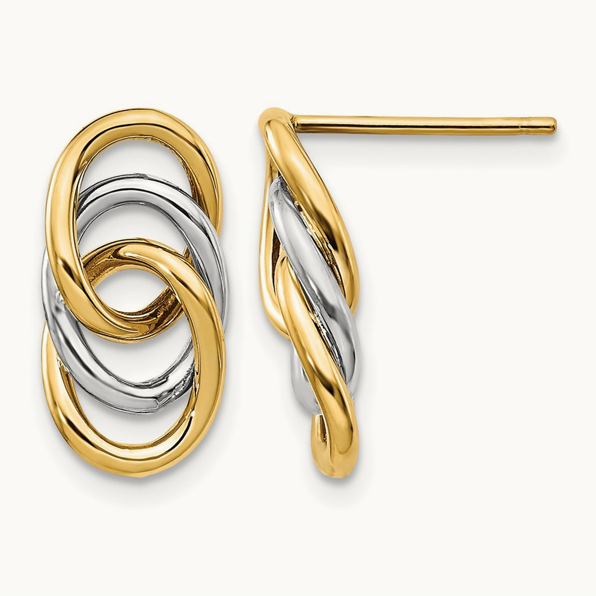 Polished Circles Post Earrings, 14K Two-tone — Leslie's