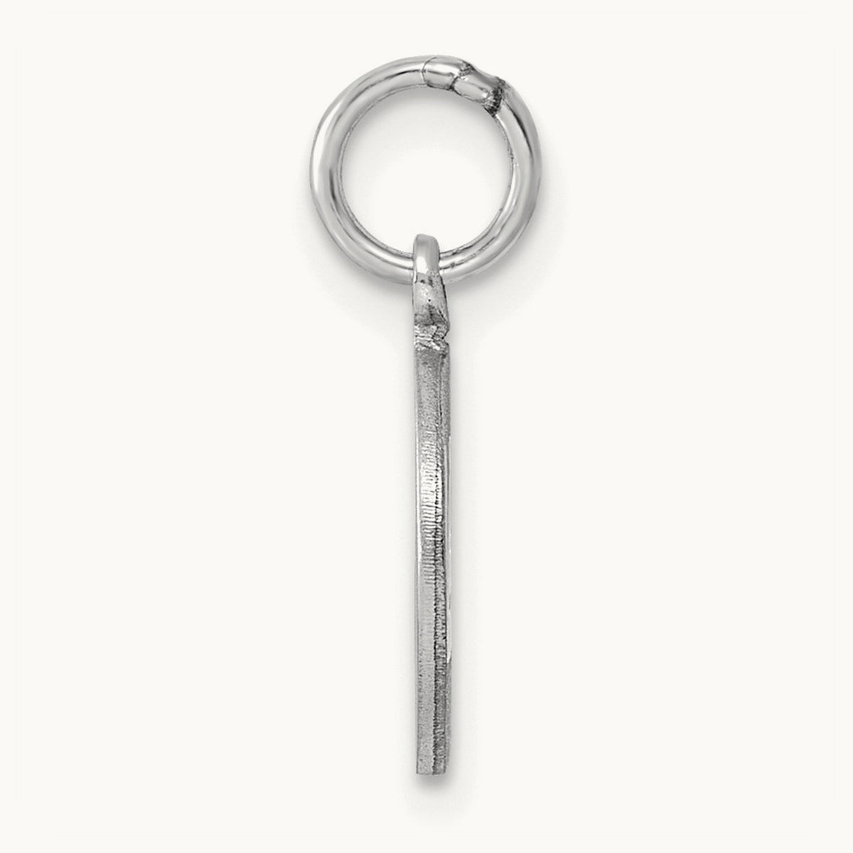 Diamond-cut Initial Charm — 14K White Gold, O