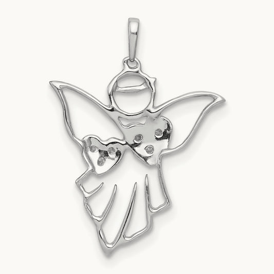 Diamond Angel Pendant, 14K White Gold