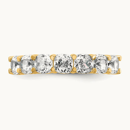 Cushion 7 Stone Band, 2.50 ct tw Lab-Grown Diamond — 14K Yellow Gold