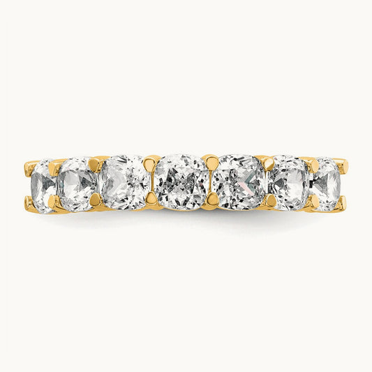 Cushion 7 Stone Band, 2.50 ct tw Lab-Grown Diamond — 14K Yellow Gold