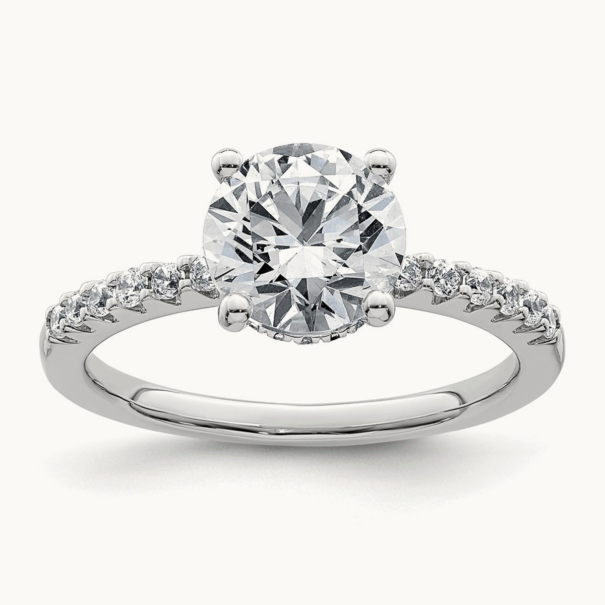 Round Engagement Ring, 1.25-2.75 ct tw Lab-Grown Diamond — 2 1/4 ct, 14K White Gold