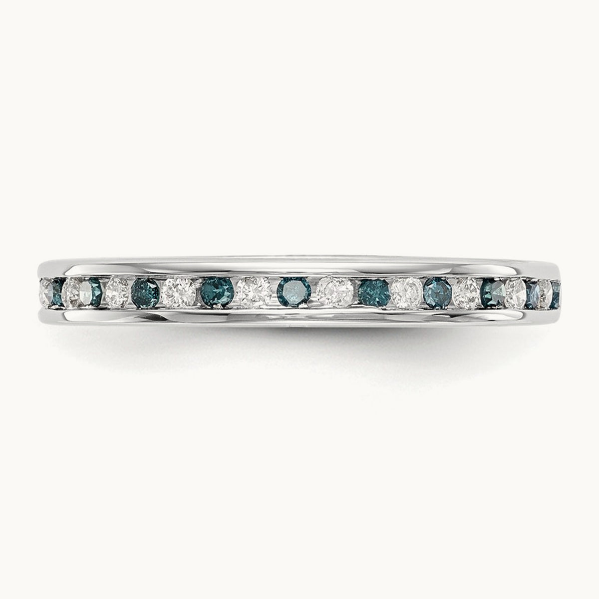 Blue and White Diamond Band, 14K White Gold