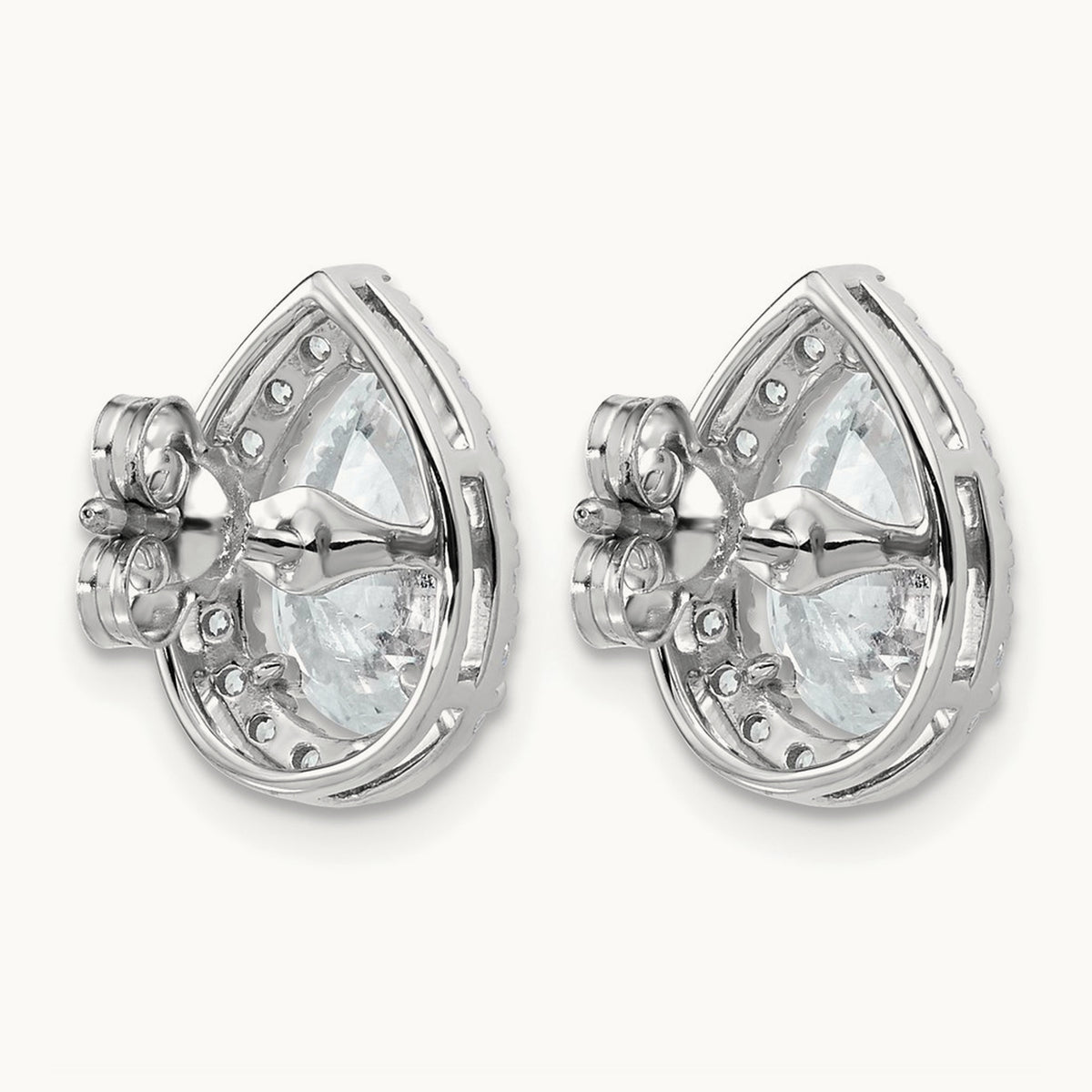 Pear Halo Post Earrings, 1.25-6.75 ct tw Lab-Grown Diamond — 3 1/2 ct, VS (Best), 14K White Gold