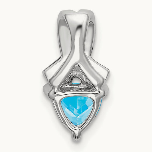 Trillion Blue Topaz and Diamond Pendant — 14K White Gold
