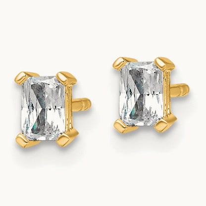 Radiant Four-Prong Stud Earrings, 0.50-6.00 ct tw Lab-Grown Diamond — 1/2 ct, 14K Yellow Gold