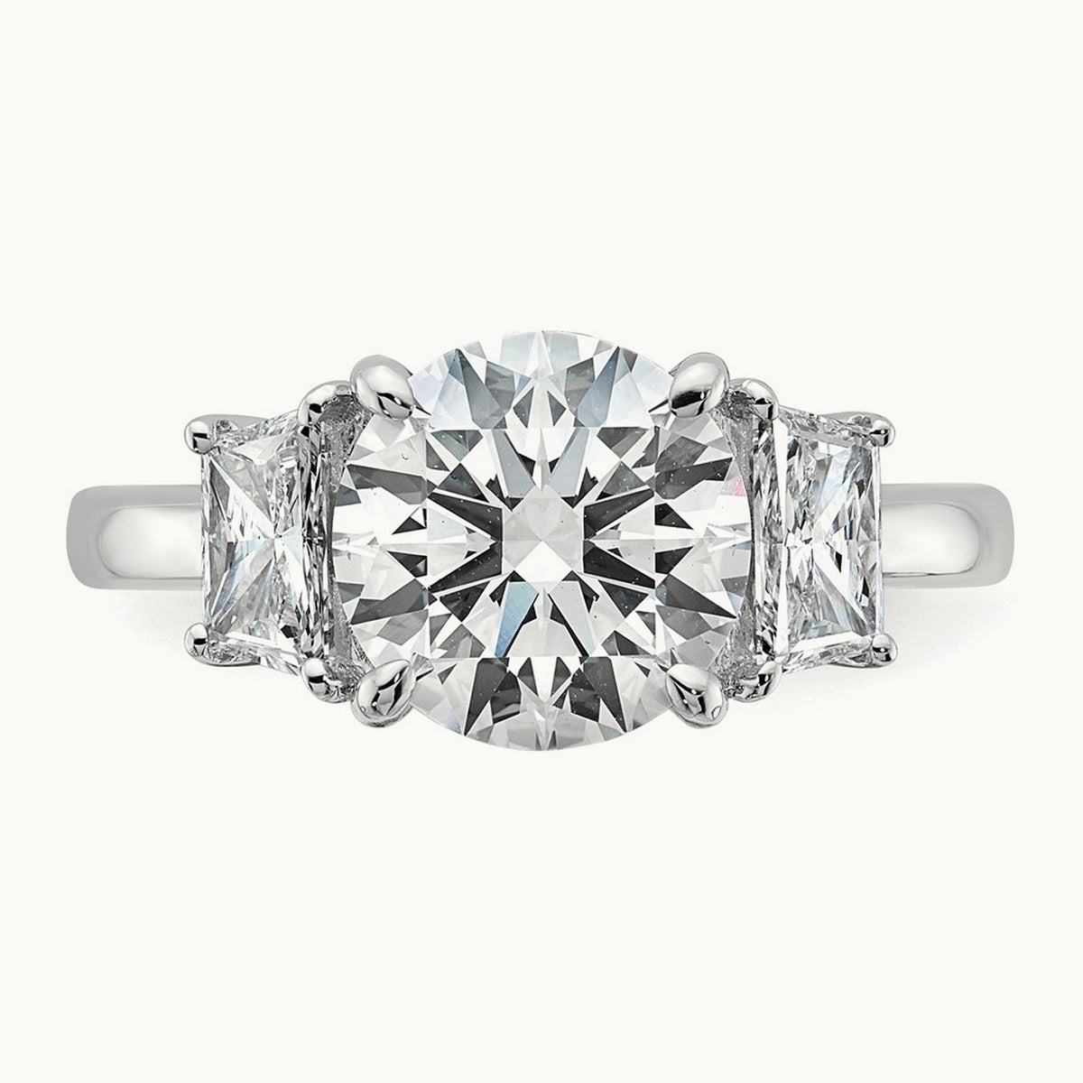 Trapezoid Sidestones Engagement Ring, 0.25-3.75 ct tw Lab-Grown Diamond — 3 3/4 ct, VS (Best) · Certified, 14K White Gold
