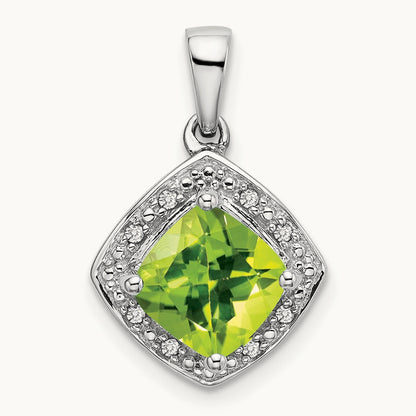 Cushion Peridot and Diamond Pendant — photo set