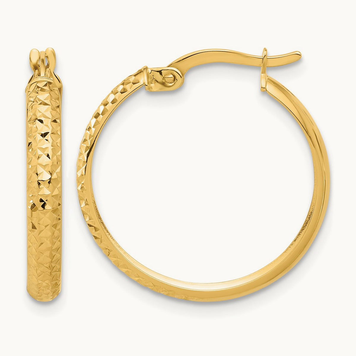 Polished and Diamond-cut Hoop Earrings — 23.5mm