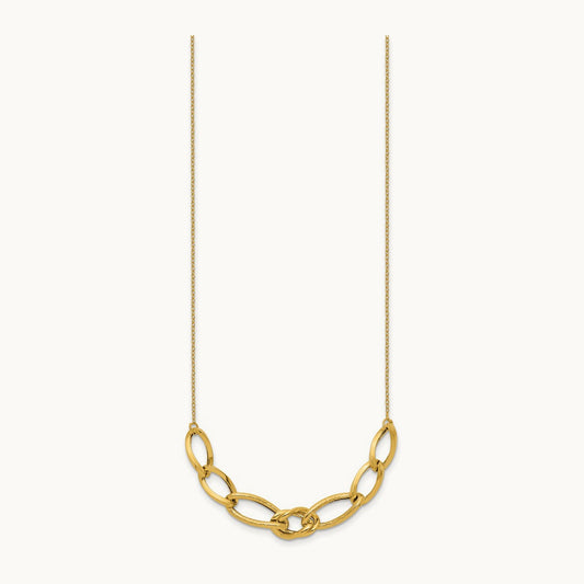 Polished and Textured Fancy Link Necklace, 14K