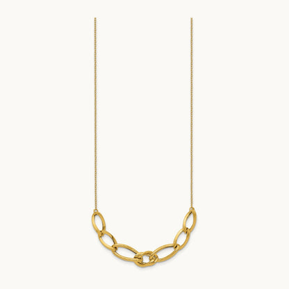 Polished and Textured Fancy Link Necklace, 14K