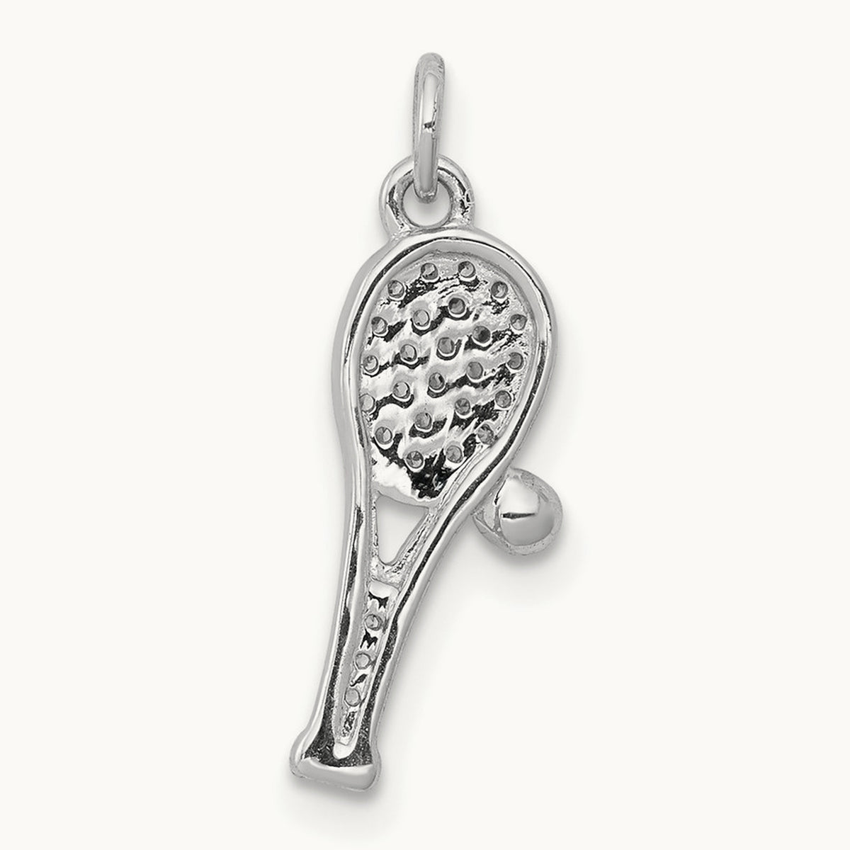 Diamond Racket and Ball Pendant, 14K White Gold