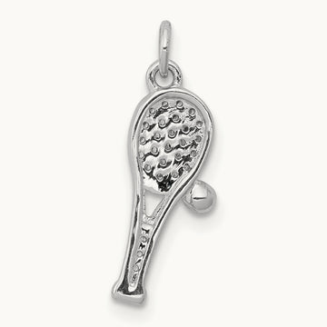 Diamond Racket and Ball Pendant, 14K White Gold