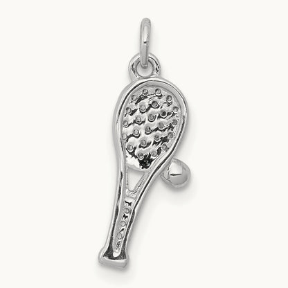 Diamond Racket and Ball Pendant, 14K White Gold