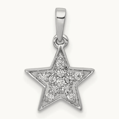 1/10ct. Diamond Star Pendant, 14K White Gold