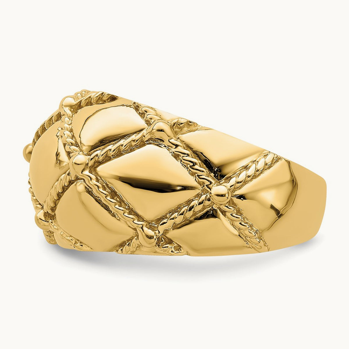 Quilted Rope Solid Dome Ring, 14K